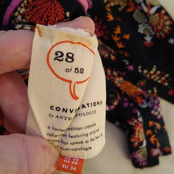 Conversations by Anthropologie black bird & floral print blouse size 4 - Picture 4 of 8